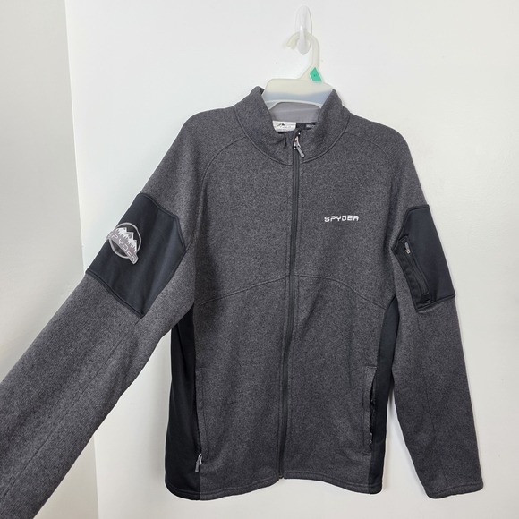 Spyder Empire Gray Black Fleece Outdoor Utility Full Zip Jacket Size Large - Picture 3 of 10